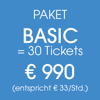 Paket BASIC: 30 Tickets zu € 990 inkl. MwSt.